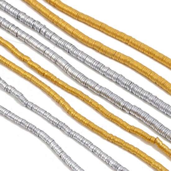 Image de Perles Heishi Katsuki en Pâte Polymère Rond Multicolore 6mm Dia, Taille de Trou: 2mm, 2 Enfilades
