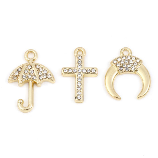 Imagen de Zamak Micro Pave Colgantes Charms Chapado en Oro 5 Unidades