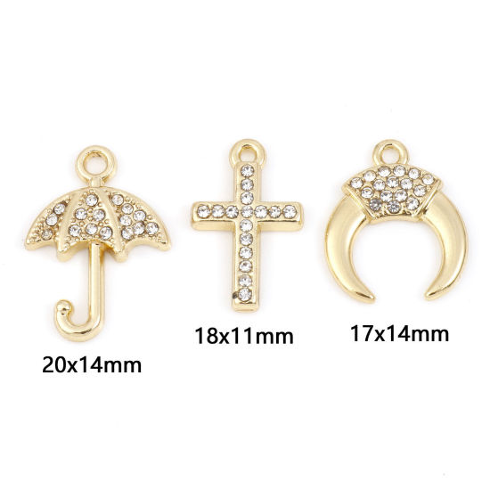 Imagen de Zamak Micro Pave Colgantes Charms Chapado en Oro 5 Unidades