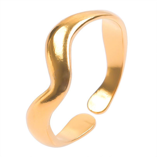 Image de Bagues en Acier Inoxydable Style Ins Ouvert Ajoustable Multicolore Vague 18.1mm (Taille d'US 8) , 1 Pièce
