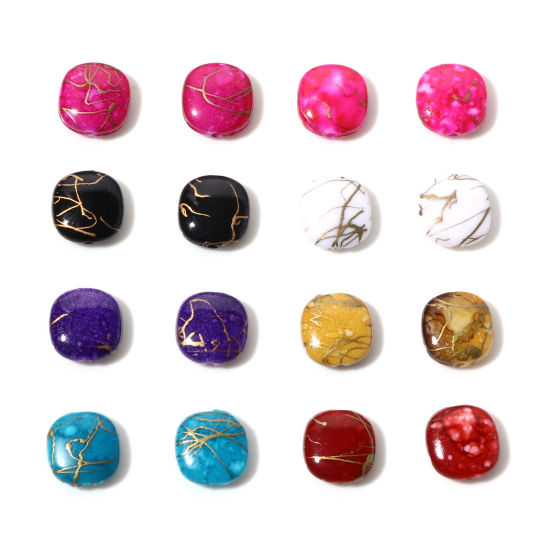 Image de Perles en Acrylique Carré Multicolore Tréfilage 12mm x 11mm, Trou: env. 1.4mm, 100 Pcs