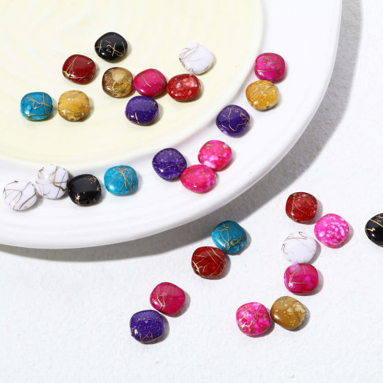 Image de Perles en Acrylique Carré Multicolore Tréfilage 12mm x 11mm, Trou: env. 1.4mm, 100 Pcs