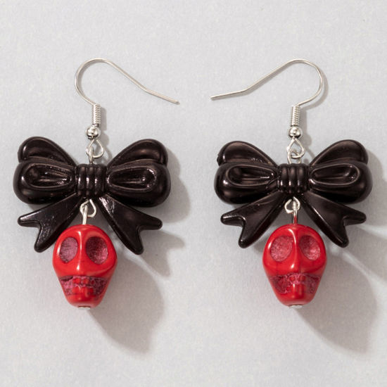 Image de Boucles d'Oreilles Corchets Halloween Multicolore Crâne d'Halloween 1 Paire