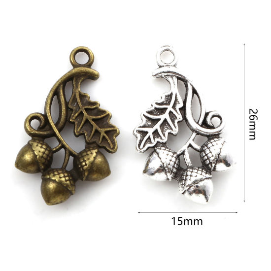 Picture of Zinc Based Alloy Charms Multicolor Acorn Leaf 3D 26mm x 15mm