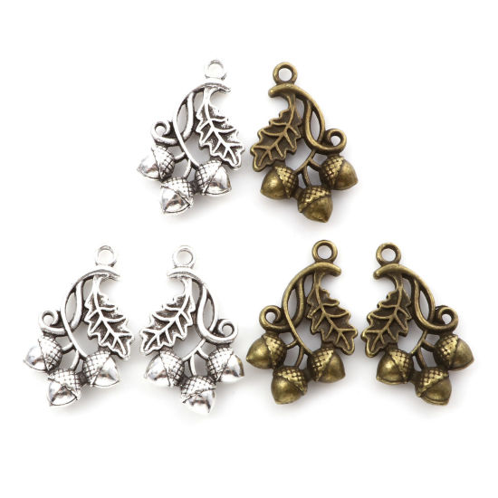 Picture of Zinc Based Alloy Charms Multicolor Acorn Leaf 3D 26mm x 15mm