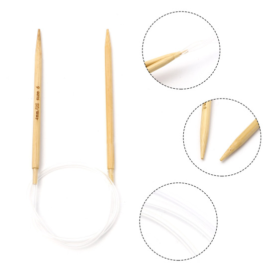 Bild von Natürliches Bambus & Kunststoff Tube Stricknadel Beige 1 Stück