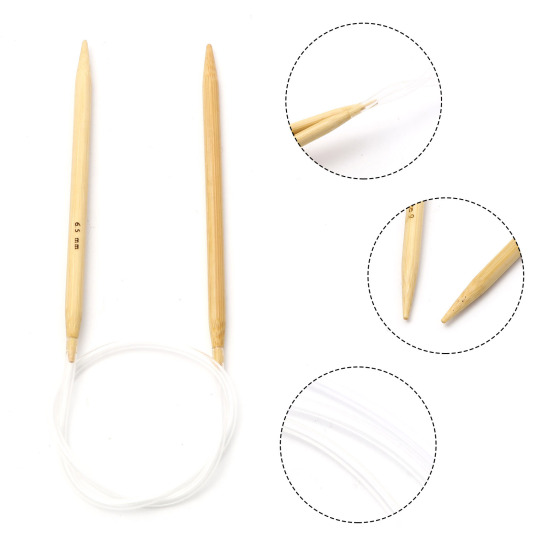 Image de Aiguilles Circulaire en Bambou Naturel & Plastique Beige 1 Pièce