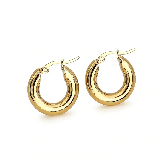 Image de Boucles d'Oreilles Créole Anneaux en 304 Acier Inoxydable Élégant Multicolore Rond 1 Paire