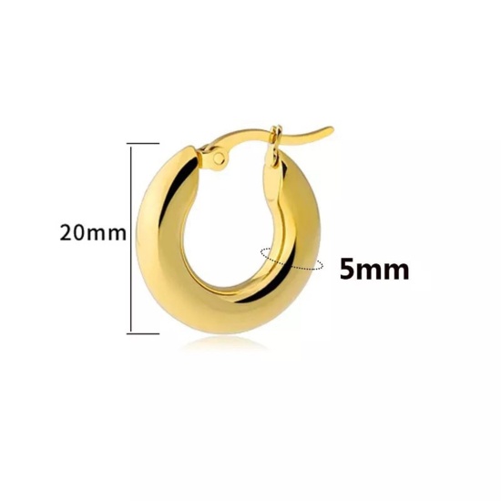 Image de Boucles d'Oreilles Créole Anneaux en 304 Acier Inoxydable Élégant Multicolore Rond 1 Paire