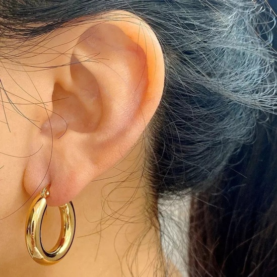 Image de Boucles d'Oreilles Créole Anneaux en 304 Acier Inoxydable Élégant Multicolore Rond 1 Paire