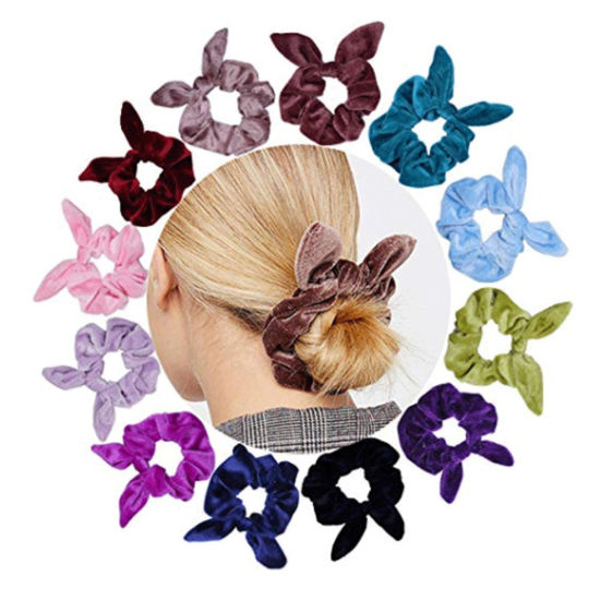 Imagen de Velvet Retro Lazos de pelo Multicolor Conejo 3cm Dia, 1 Unidad