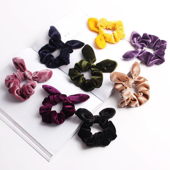 Imagen de Velvet Retro Lazos de pelo Multicolor Conejo 3cm Dia, 1 Unidad