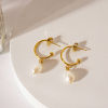 Imagen de 304 Acero Inoxidable Accesorios Para Pendientes Forma de C Multicolor Con Lazo Abierto 2 Unidades