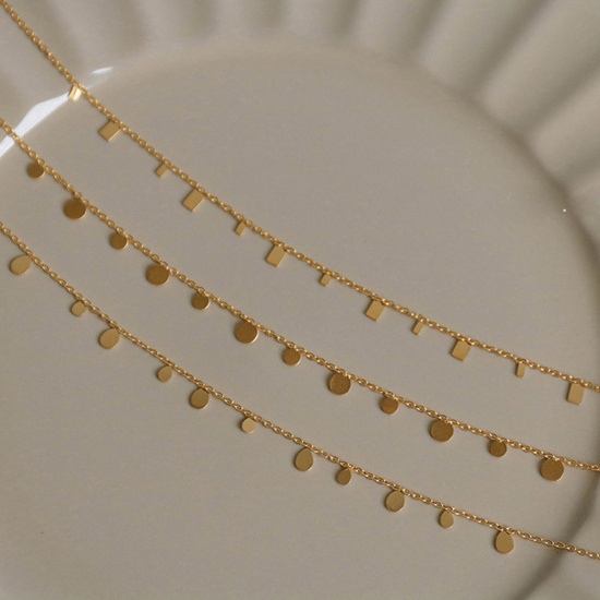 Image de Collier à Pendentif Chaîne Maille Forçat Élégant en 304 Acier Inoxydable Respectueux de la Nature Simple & Décontracté Plaqué Or 14K Franges Pompons Glands Pour Femmes 1 Pièce