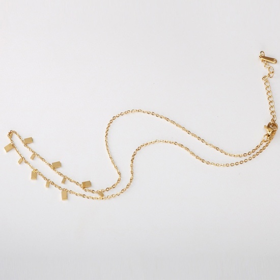Image de Collier à Pendentif Chaîne Maille Forçat Élégant en 304 Acier Inoxydable Respectueux de la Nature Simple & Décontracté Plaqué Or 14K Franges Pompons Glands Pour Femmes 1 Pièce