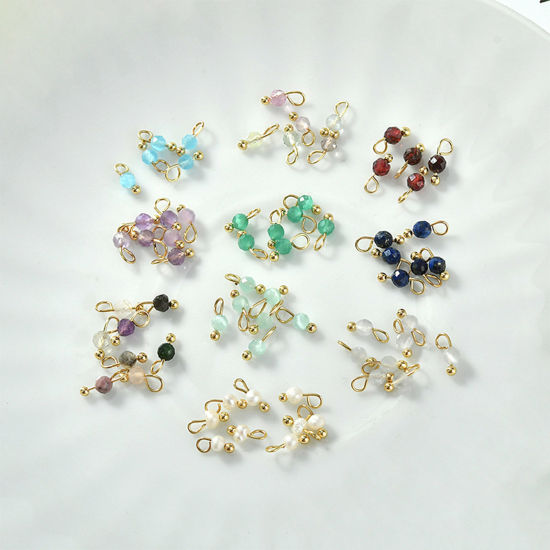 天然石 ( 混合 ) チャーム 多色 円形 3mm 直径、 5 個 の画像