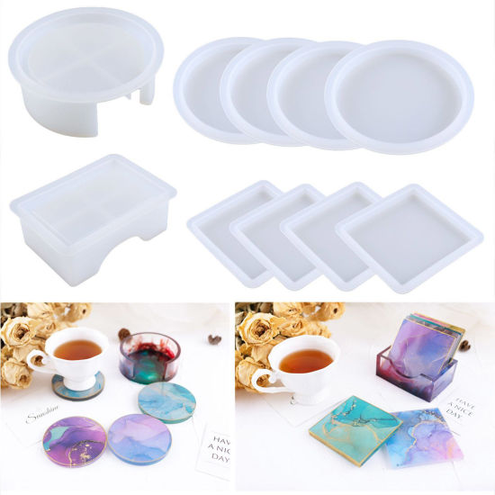 Image de Moule en Silicone pour DIY Dessous de Verre en Silicone Blanc 1 Pièce