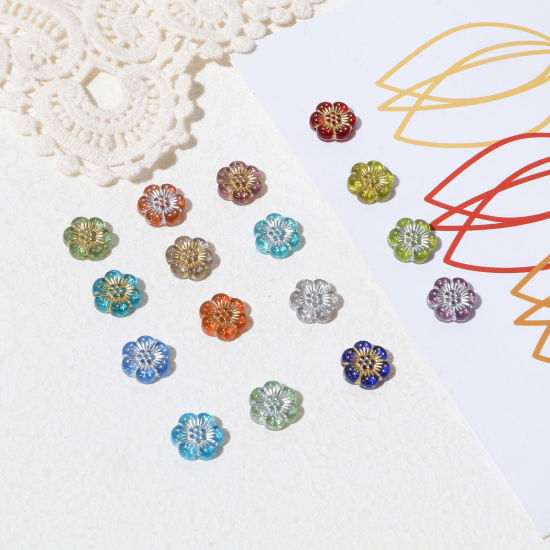Image de Perles en Acrylique Collection Végétale Multicolore Fleur 13mm x 12mm, Trou: env. 1.2mm, 10 Pcs