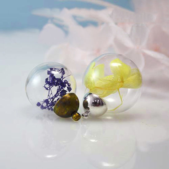 Image de Fiole Globe en Verre pour Boucle d'Oreille Collier 1 Trou Transparent 5 Pcs