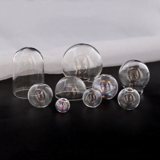 Image de Fiole Globe en Verre pour Boucle d'Oreille Collier 1 Trou Transparent 5 Pcs