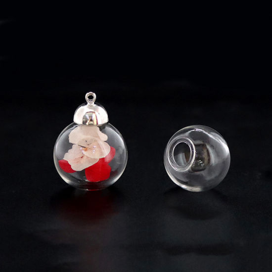 Image de Fiole Globe en Verre pour Boucle d'Oreille Collier 1 Trou Transparent 5 Pcs