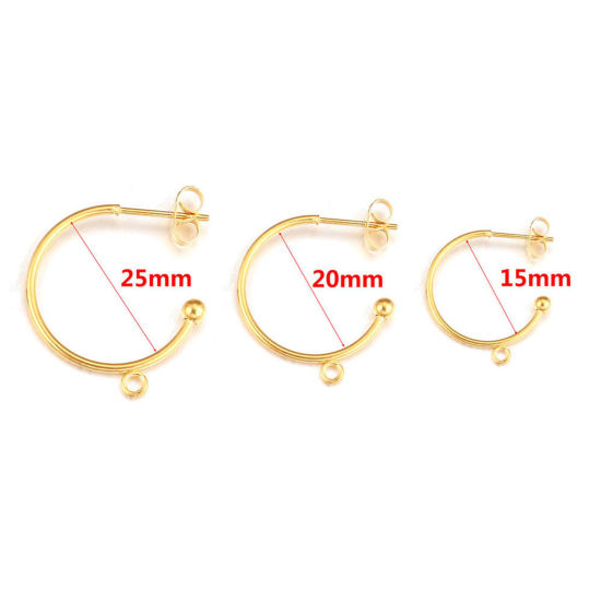 Picture of 304 Stainless Steel Hoop Earrings C Shape With Loop