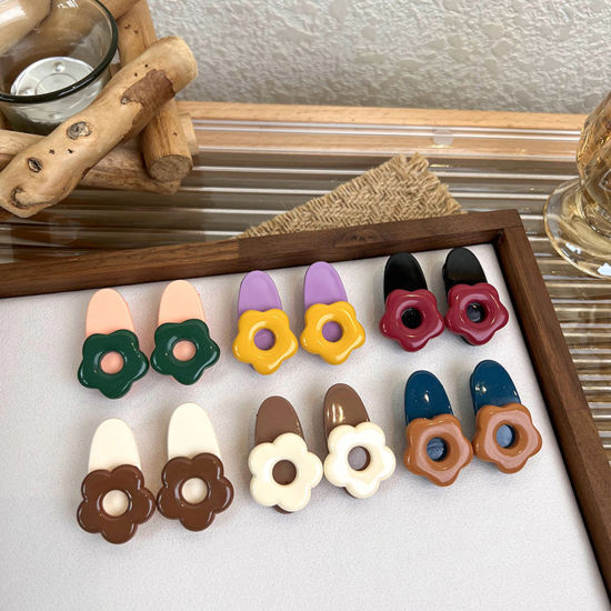 Image de Pinces à Cheveux Mignon en Acrylique Fleur Multicolore 1 Kit