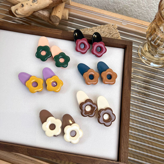 Image de Pinces à Cheveux Mignon en Acrylique Fleur Multicolore 1 Kit