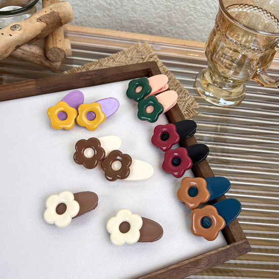 Image de Pinces à Cheveux Mignon en Acrylique Fleur Multicolore 1 Kit
