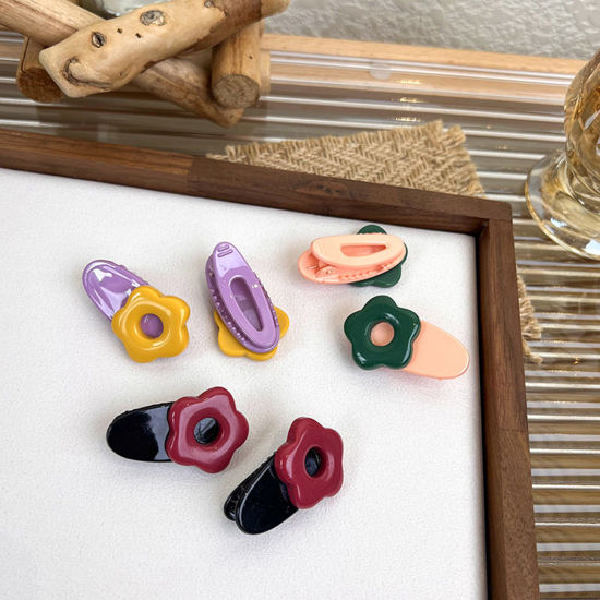 Image de Pinces à Cheveux Mignon en Acrylique Fleur Multicolore 1 Kit