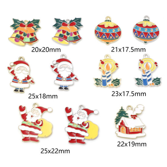 Picture of Zinc Based Alloy Christmas Charms Multicolor Enamel