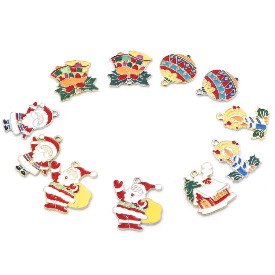 Picture of Zinc Based Alloy Christmas Charms Multicolor Enamel
