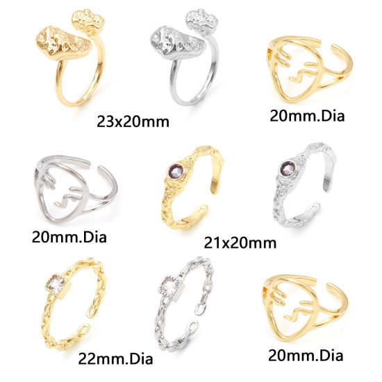 Image de Bagues Ouvert Ajoustable en Cuivre Multicolore Face 1 Pièce