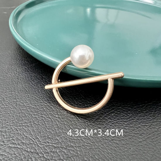 Image de Broche Epingle Élégant Or Mat Imitation Perles 1 Pièce