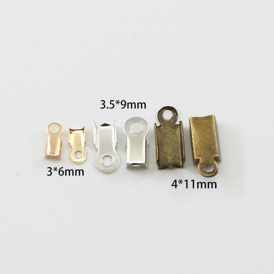 Image de Embouts Sertissage Perles Cordon pour Collier Bracelet en Alliage de Fer Rectangle Multicolore 200 Pcs