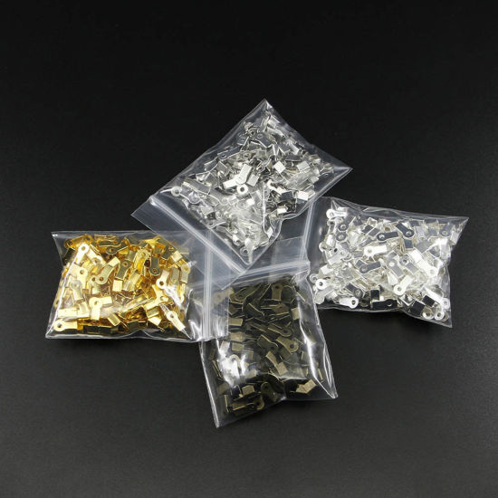 Image de Embouts Sertissage Perles Cordon pour Collier Bracelet en Alliage de Fer Rectangle Multicolore 200 Pcs
