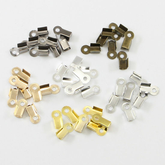 Image de Embouts Sertissage Perles Cordon pour Collier Bracelet en Alliage de Fer Rectangle Multicolore 200 Pcs