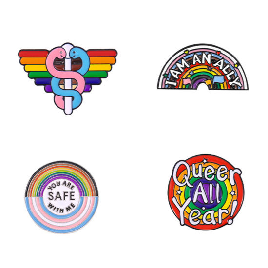 Image de Broche Epingle Arc-en-ciel Multicolore Émail 1 Pièce