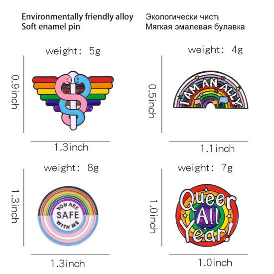 Image de Broche Epingle Arc-en-ciel Multicolore Émail 1 Pièce