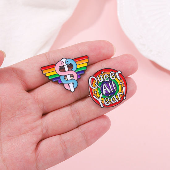 Image de Broche Epingle Arc-en-ciel Multicolore Émail 1 Pièce