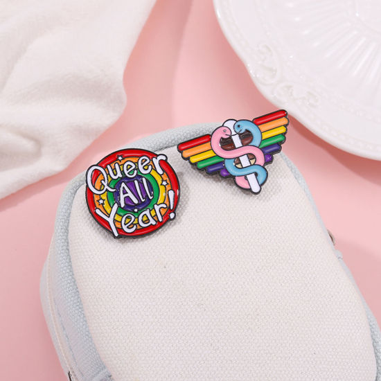 Image de Broche Epingle Arc-en-ciel Multicolore Émail 1 Pièce