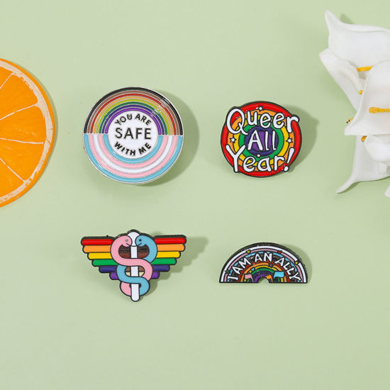 Image de Broche Epingle Arc-en-ciel Multicolore Émail 1 Pièce