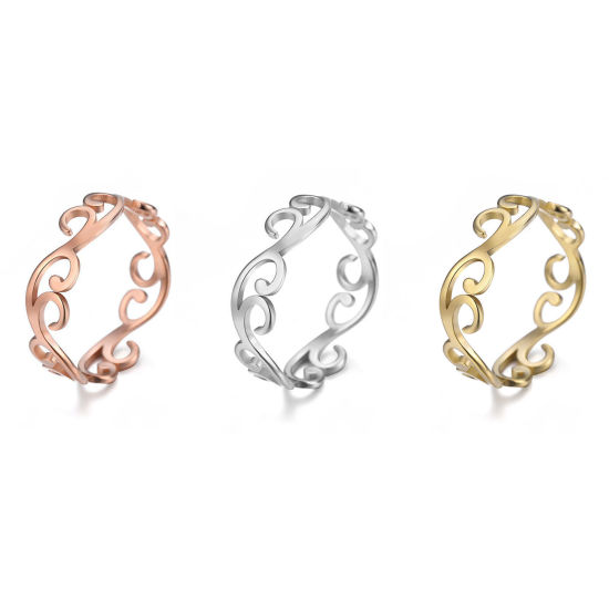 Image de Bagues Non Ajustable en 304 Acier Inoxydable Multicolore Branches d'arbre Creux 1 Pièce