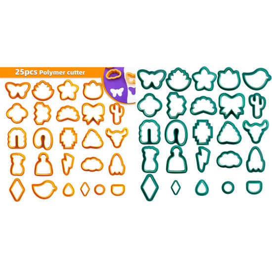 Image de Outil Pâte à Modeler Kit de Matériel de DIY Bijoux Boucle d'Oreille Fait Main en Plastique Multicolore Papillon Cactus 1 Kit （ 25 Pcs/Kit)