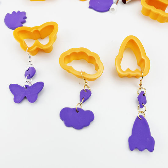 Image de Outil Pâte à Modeler Kit de Matériel de DIY Bijoux Boucle d'Oreille Fait Main en Plastique Multicolore Papillon Cactus 1 Kit （ 25 Pcs/Kit)