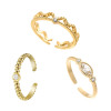 Picture of Eco-friendly Exquisite Stylish 14K Real Gold Plated 304 Stainless Steel & Cubic Zirconia Open Adjustable Rings For Women Party