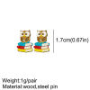 Picture of Natural Wood College Jewelry Ear Post Stud Earrings Multicolor