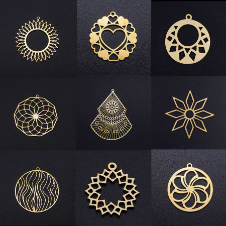 Pendentifs en 201 Acier Inoxydable Fleurs Creuses 1 Pièce