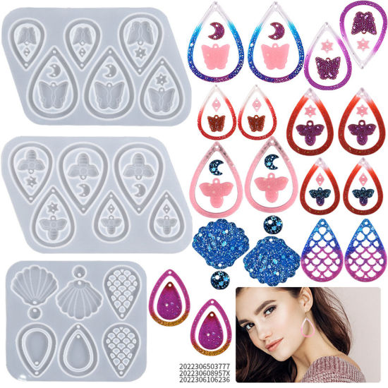 Image de Moule en Silicone Pendentif Boucle D'Oreille Insecte Rectangle Blanc 1 Pièce