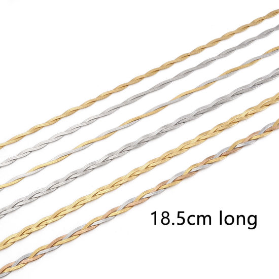 Image de Bracelets En Gros en 304 Acier Inoxydable, Chaîne Serpent Tressée Tissée Placage sous Vide, Unisexe Élégant Minimaliste Cadeau Fournitures de Bijoux 1 Pièce